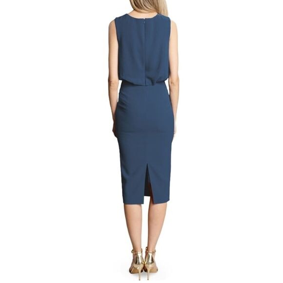 Dress The Population Amada Sleeveless Sheath Midi Dress in Peacock Size Medium - Picture 2 of 12